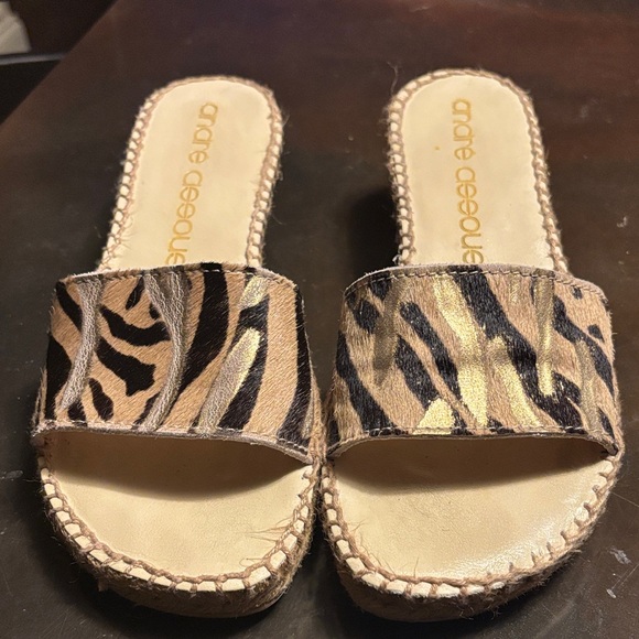 Andre Assous Zebra Print Espadrille Sandals - Picture 1 of 3